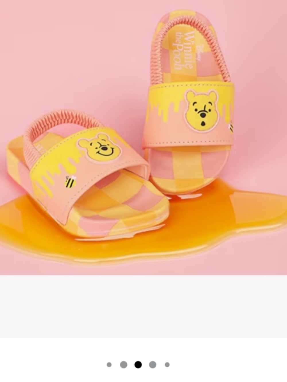 Winnie the Pooh Girls' Pink and Yellow Slide Sandals Size 6T NWT